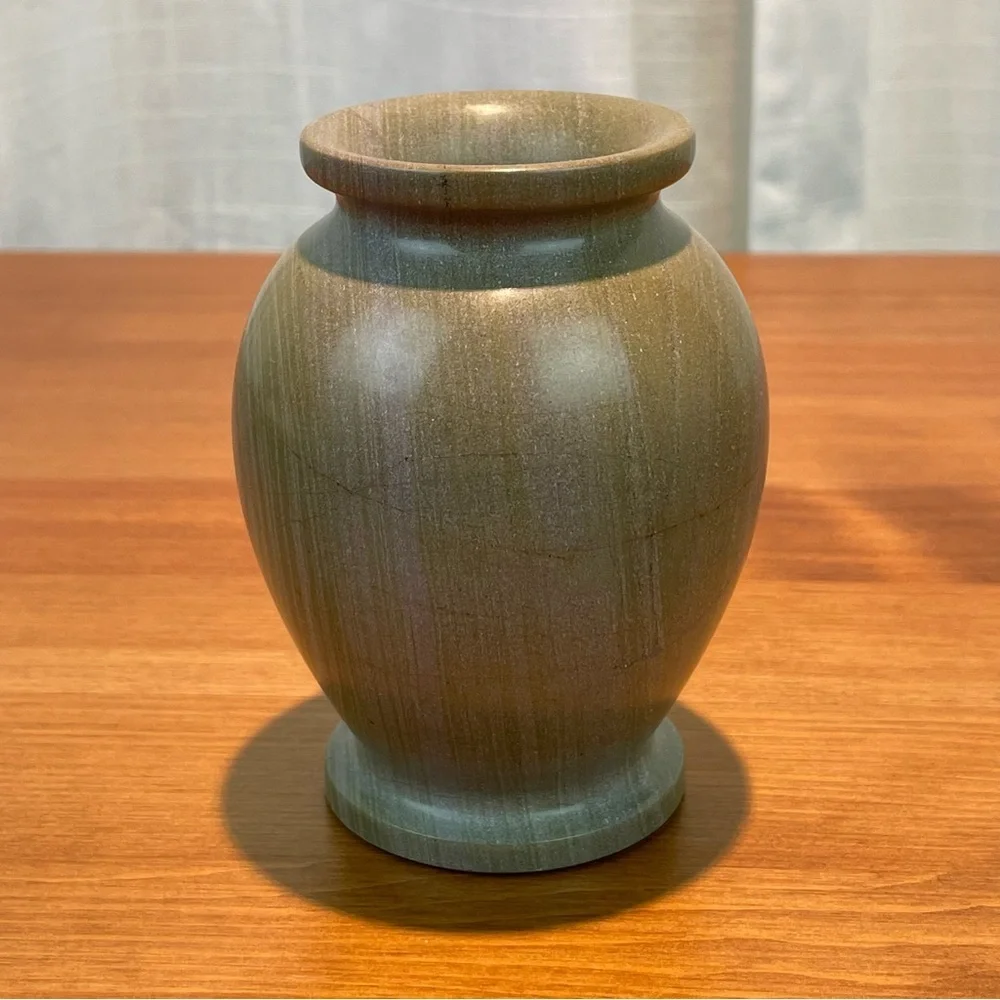 VTG Carved Stone Marble Miniature Bud Vase 4” Tall Green Earth Tone Natural - Picture 6 of 16